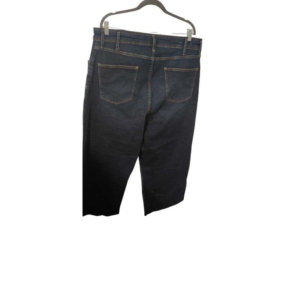 Boden Denim Wide Leg Dark Wash Jeans Raw Hem Size 16/18 Modern Boho Slouchy Chic - Picture 5 of 8